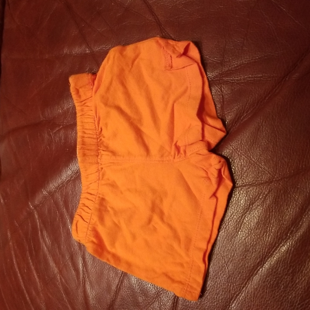 5/25 orange shorts with fold down waist 9-12m